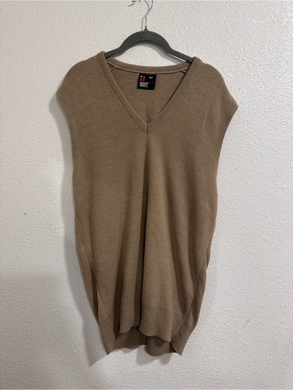 Robert Bruce Knit V-Neck Sweater Vest in Taupe vintage ILGWU tag